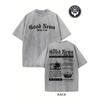 Men'S Pure Vintage Washed Pattern Print Loose Drop Shoulder Design Hip-Hop Street Style Casual Top for Everyday Wear, Featuring a Vintage Street Style