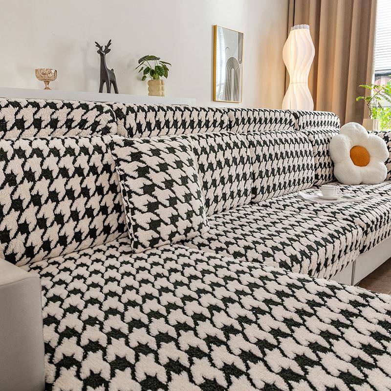 

Winter Thickened Plaid Sofa Seat Cushion Cover, Fully Fitted Universal Slipcover, Soft, Customizable, Cozy, Anti-Slip, Easy Wash 1pc Normal Size-S