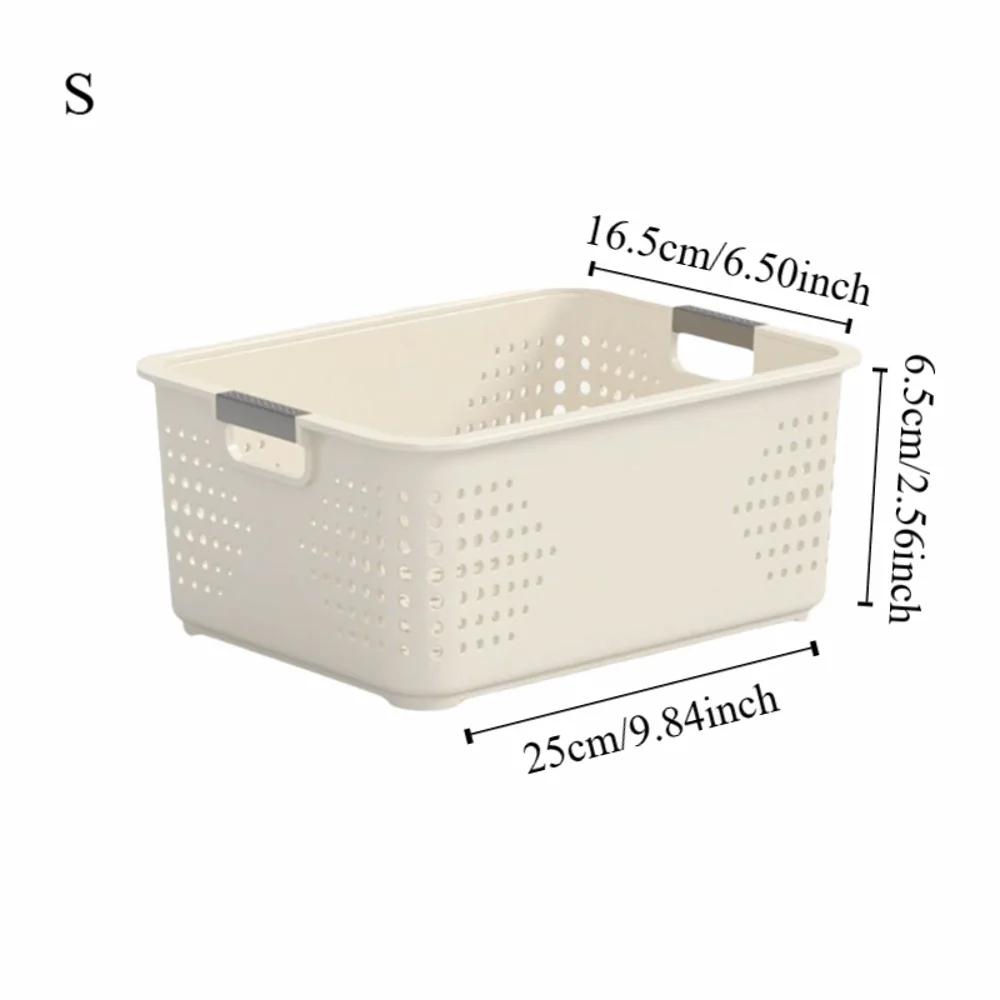

Durable Plastic Storage Basket Hollow-out Design Stackable Snack Basket Multi-purpose Stationery Toiletries Storage Dormitory