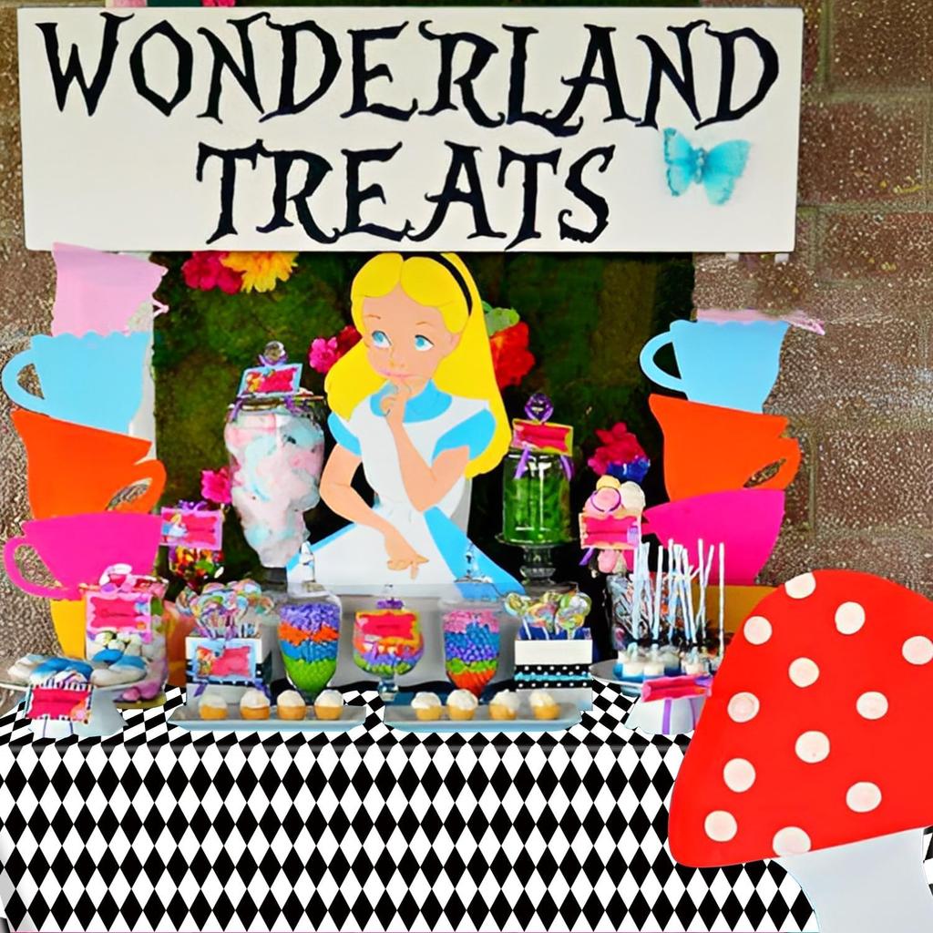 4 Pack Black and White Checkered Tablecloths, Plastic Gingham Table Cover Alice Tablecloths for Racing Theme, Halloween, Wonderland Party, Classic