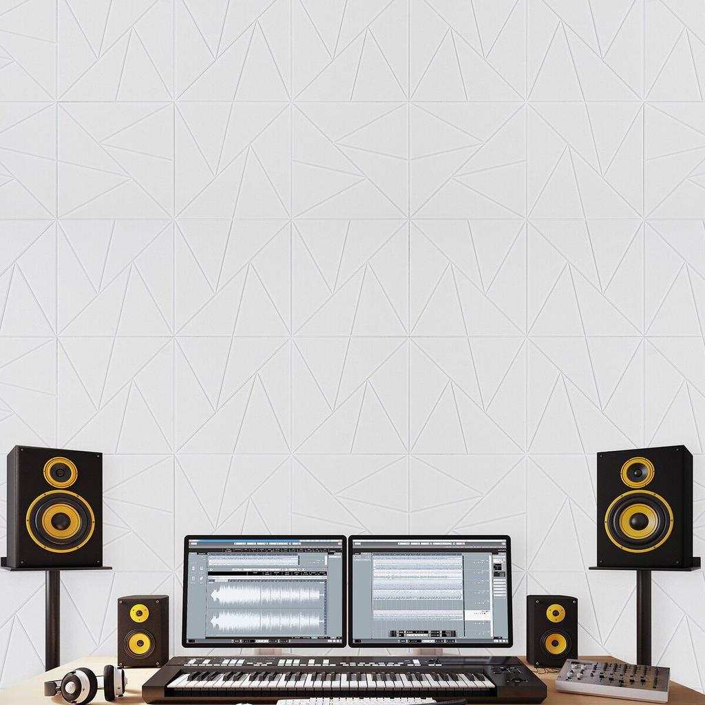 18 Pack Acoustic Wall Panels 11.8 X 11.8 X 0.4 Inch Self-Adhesive White