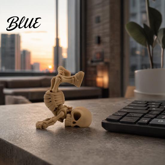 Horror Themed Desk Accessory 3D Printed Inverted Skeleton Figurine Halloween Upside-Down Statue Decor Spooky Decoration for Home Office,
