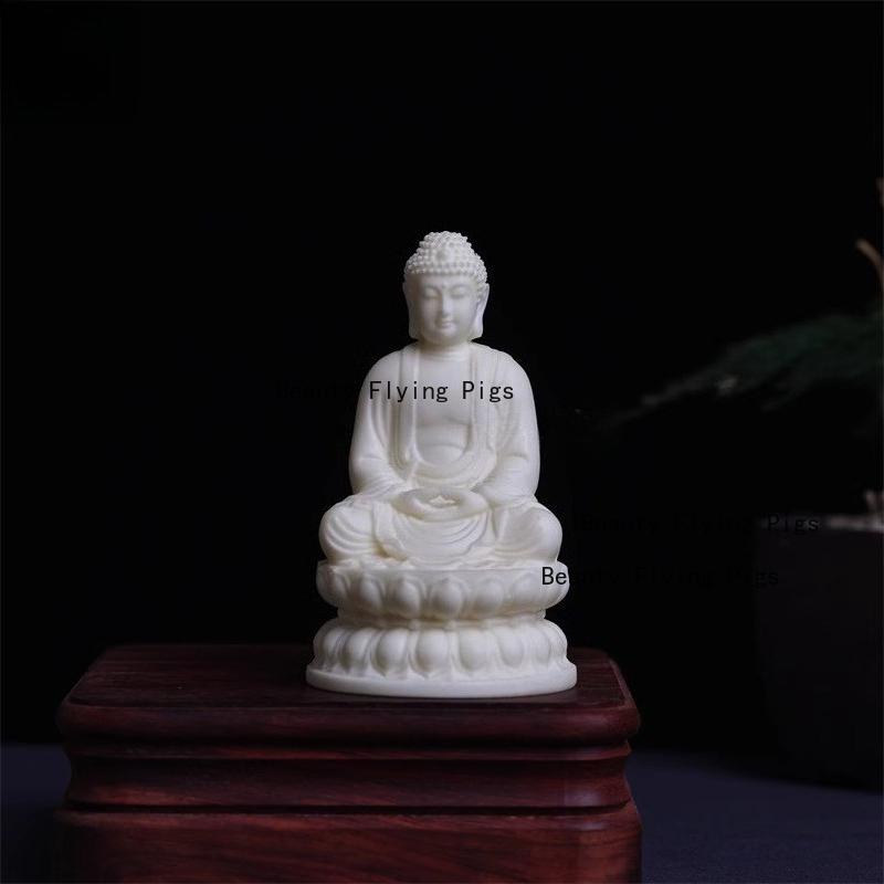 Ivory Fruit Powder Buddha Statue Chinese Style Buddha Statue Feng Shui Ornament Ivory Fruit Powder Pressed Crafts Home Decor