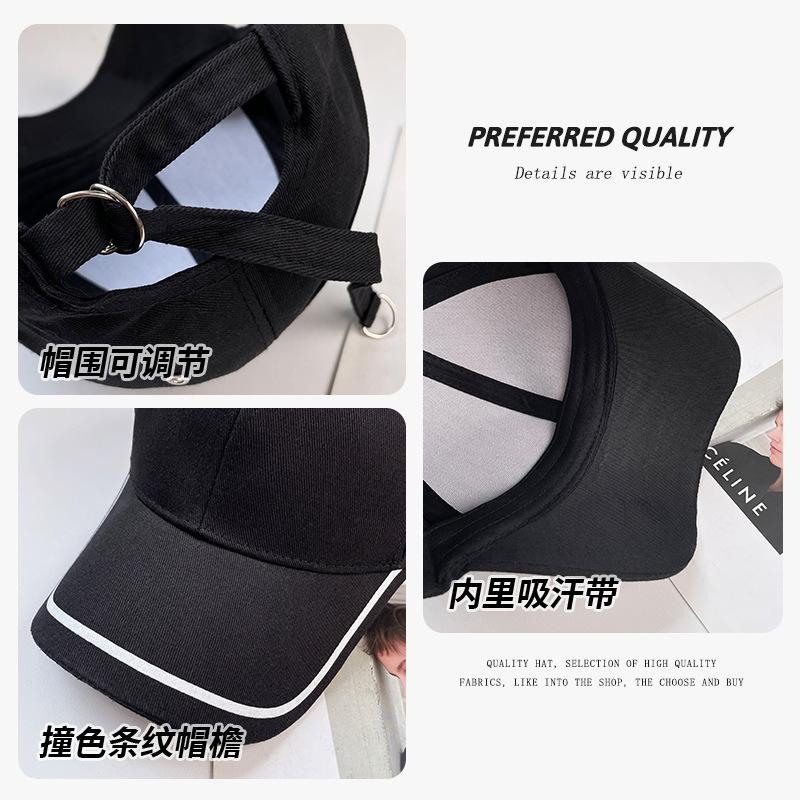 Hat Men's big head circumference cap Summer wide brim versatile face small visor Solid color baseball cap Women