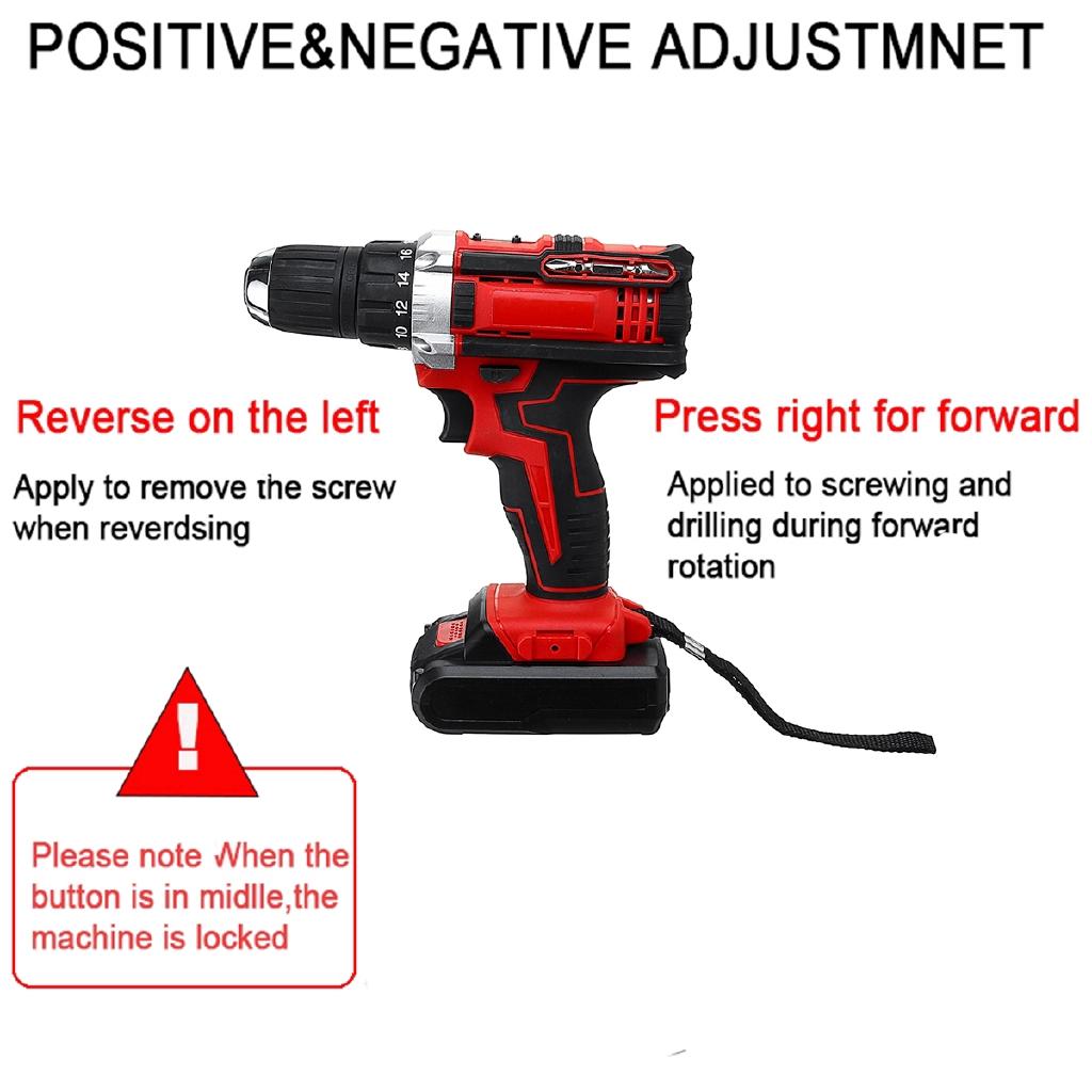 48v Electric Drill Cordless Screwdriver 2 Speed Driver Rechargeable 13000mah With 2 Li-ion Battery 3 In 1 110v 220V