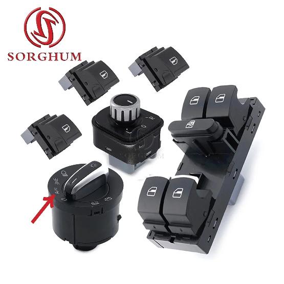 SORGHUM 5ND941431A 5ND941431B For VW Golf 5 6 GTI Mk5 Mk6 Jetta 5 6 Passat B6 Touran Tiguan SEAT Chrome Headlight Window Switch