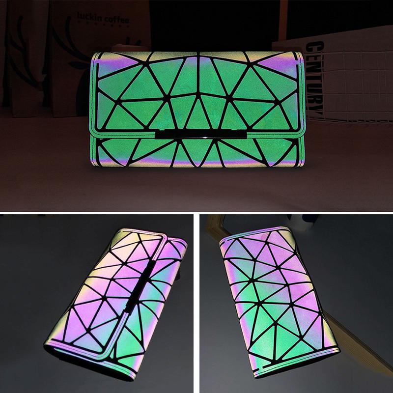 Portafoglio da donna Pochette Borsa lunga da donna Nottilucente Cerniera geometrica Portafoglio luminoso Portafoglio da donna Pochette luminosa