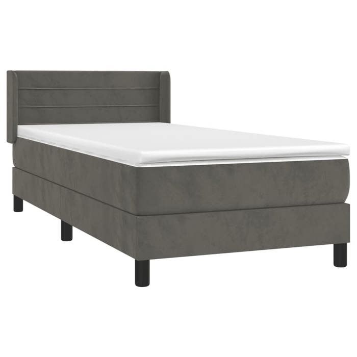 VidaXL Lit à sommier tapissier avec matelas Gris foncé 100x200 cm - Modèle 3131004