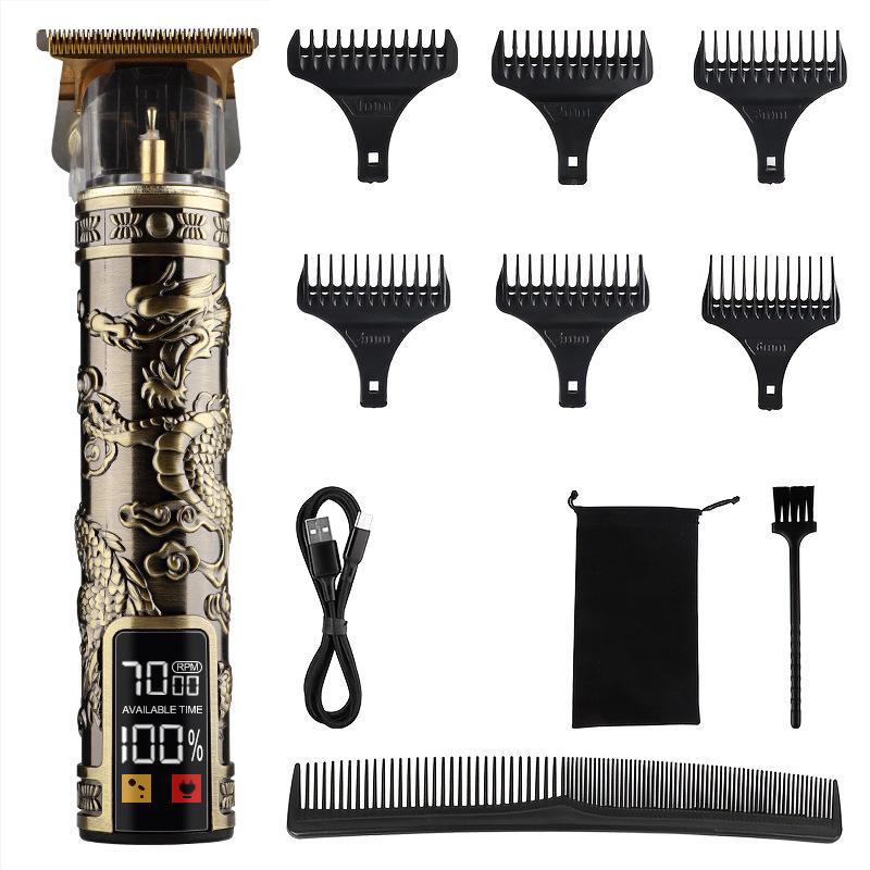 Rechargeable Metal Hair Clipper: Oil Head, Carving, Bald, and Cross-Border Electric Razor.