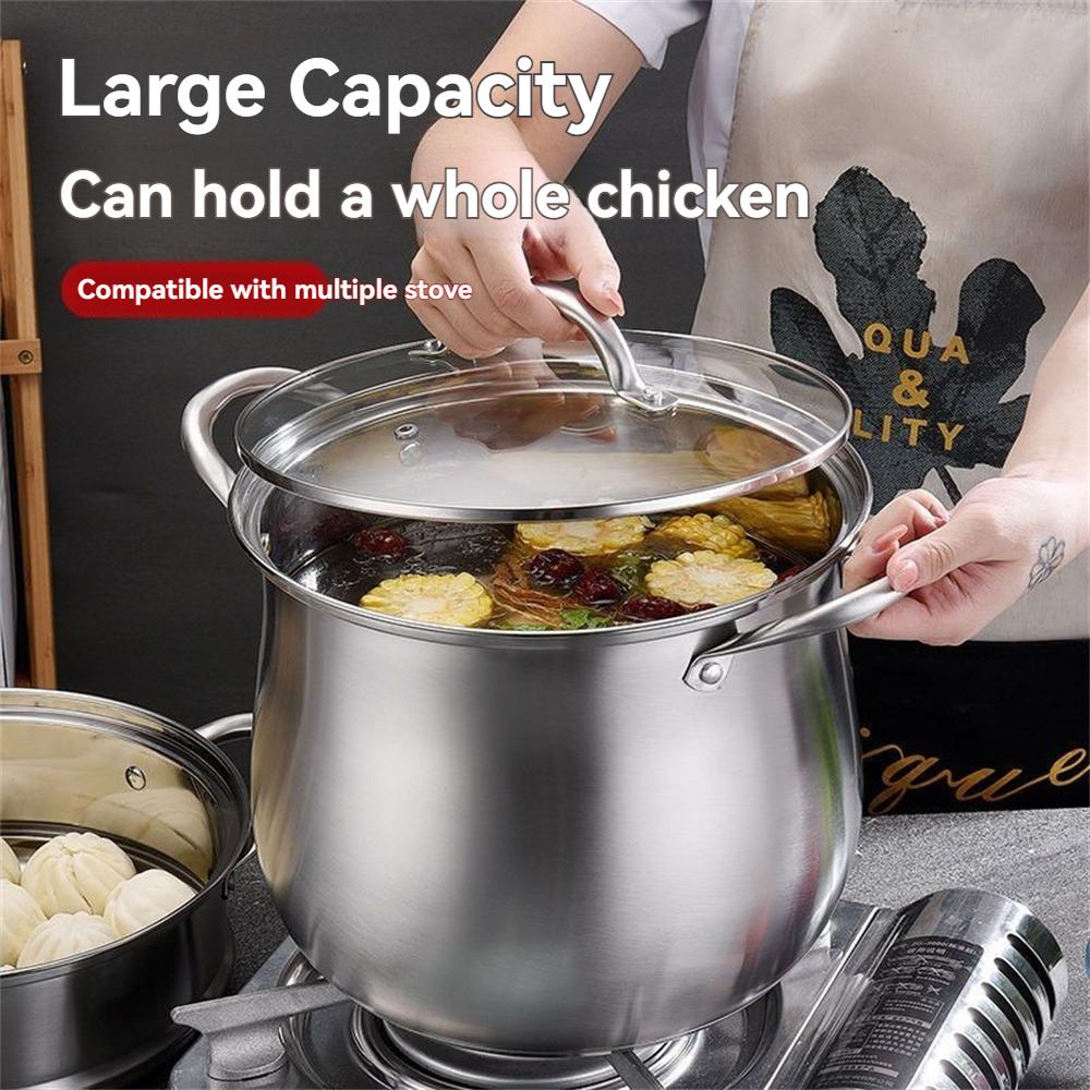 1pc Stock Pot Silver Noodle Pan Outdoor Cooker Induction Hob Pan Cooking Utensil Ramen Hot Pot Cooking Pot Korean Hot Pot Oven P