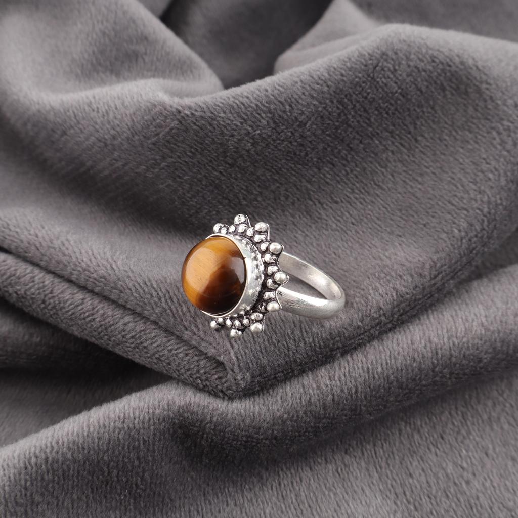 Yellow Tiger's Eye Ring, 925 Solid Sterling Silver Gemstone Jewelry, Handmade Ring, For Thanksgiving