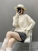 Women's Cashmere Round Neck Hollow Knit Sweater - Long Sleeve Loose Fit for Autumn & Winter