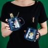 Astronaut Rabbit Ceramic Mugs (Set of 2) with Lid & Spoon