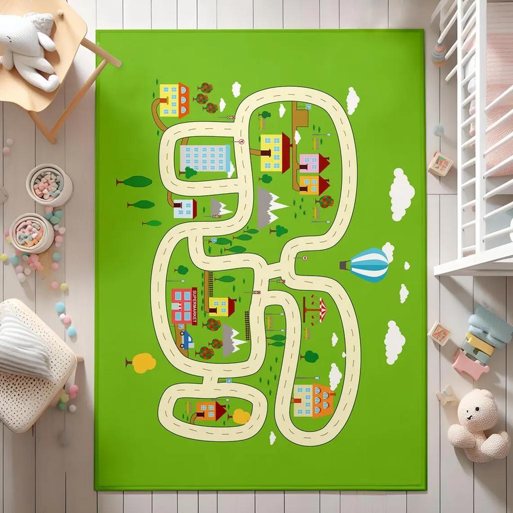 Ultraweicher Stadtstraßen-Kinderteppich Spielzimmerteppich Schlafzimmer-Bodenmatte Kinderzimmer Wohnzimmer Pädagogische Spielmatte Geburtstagsgeschenk