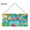 Wall Art for Porch Summer Wooden Hanging Sign, Beach Theme Welcome Sign Front Door Decor with Rope, Colorful Hanger Seasonal Farmhouse House