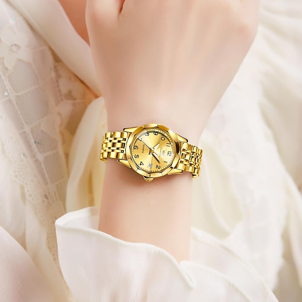 OLEVS Women's Quartz Watch Classic Dial Stainless Steel Band Waterproof Luminous Business Watch