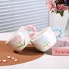 Kreative Frühstückstasse Handbemalte Blumen Keramiktasse mit Löffelset Müslischale Becher Ins-Stil