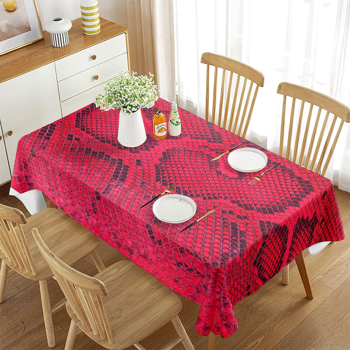 Slangenhuid Tafelkleed Wilde Dierenhuid Tijger Woondecoratie Rechthoekig Tafelkleed voor Woonkamer Eetkamer Keuken Banket Decor 70x70cm