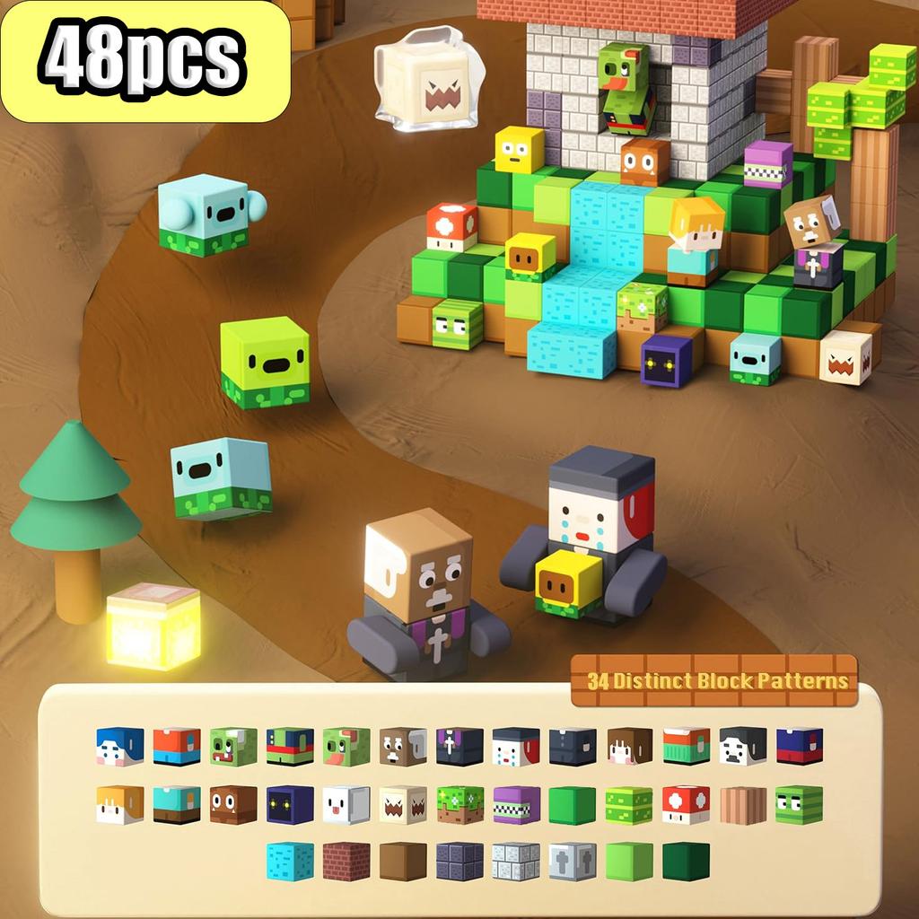 Magnetic Building Blocks Mine World Magnetic Ender Dragon Head Portal Construction Brick Cube Toy Set Gift For Boy Girl Children