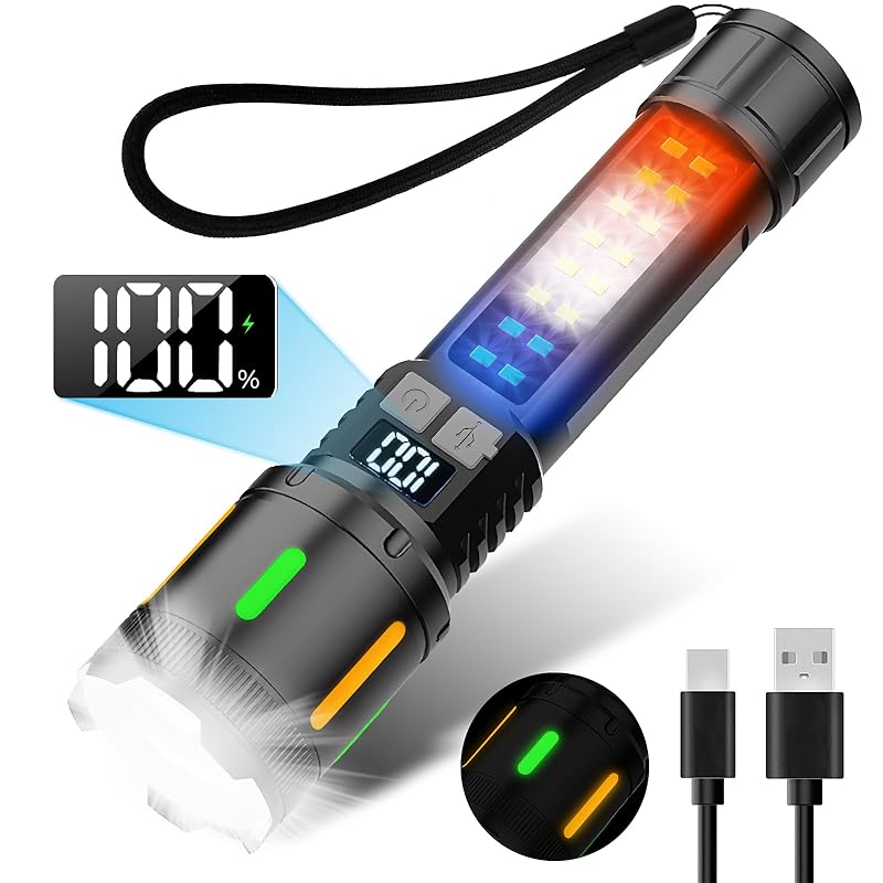 

MuGaoDee flashlight high brightness LED handy light lightweight and small 5 modes zoom adjustment Type-C rechargeable Super long shot super strong