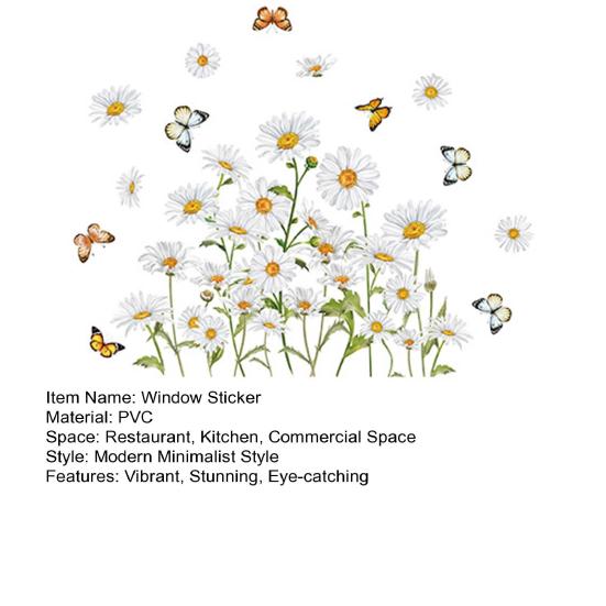 Spring Summer Flowers Window Clings Butterfly Wildflowers Window Decal Double-Side Floral Static