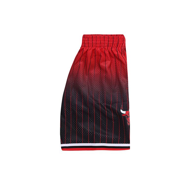 Mitchell Ness Basketball Shorts Men's Black Red Moderate Straight Fit Pants SMSH4277-CBU95PPPRDBK