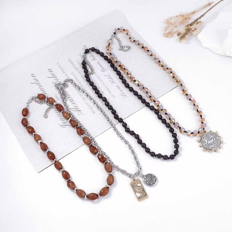 Creative Multilayer Beads Pendant Necklace For Women Men Round Coin Drop Jewelry Gift