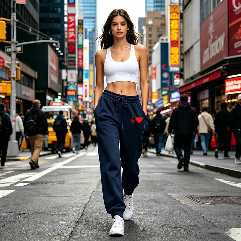 Womens Sweatpants Print Daily Casual Sports Pants Outdoors Gym Jogging Woman Clothes Trousers