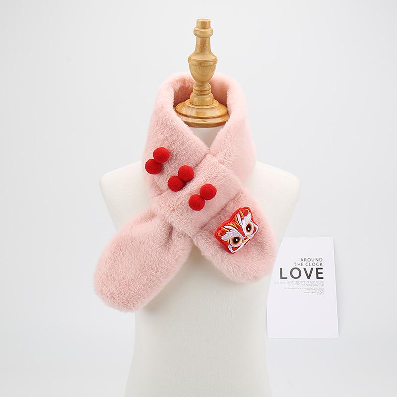 

Children s Versatile Red Winter Scarf: Chinese New Year Style Plush Neck Gaiter for Boys and Girls