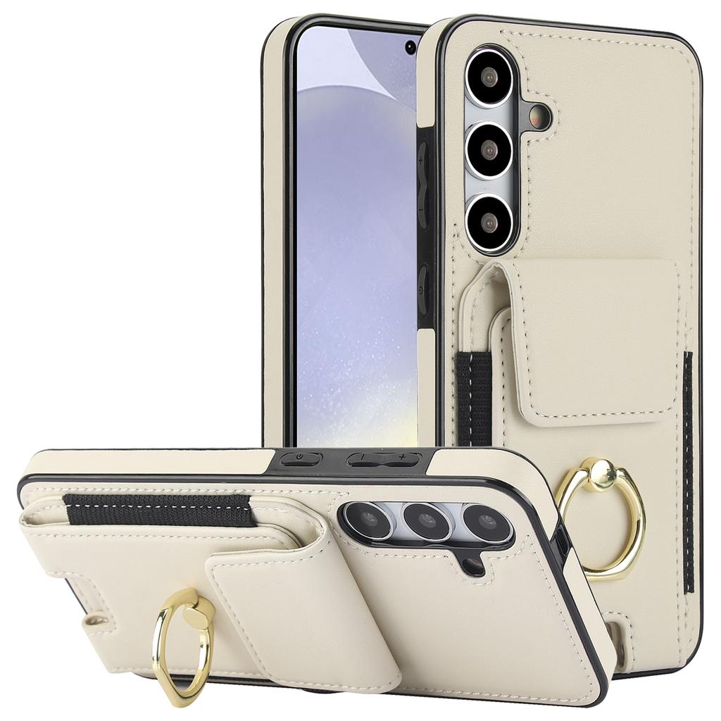 For Samsung Galaxy S24+ Case Drop-proof PU Leather+TPU Kickstand Smart Phone Cover