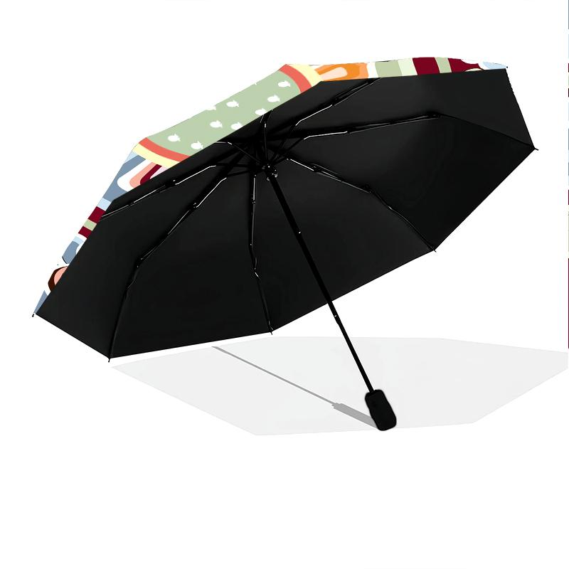 1 szt. Automatyczny Składany Parasol - Wzór Kreskówkowy, Przenośny i Składany Design z 8 Żebrami, Prezenty Świąteczne i Urodzinowe