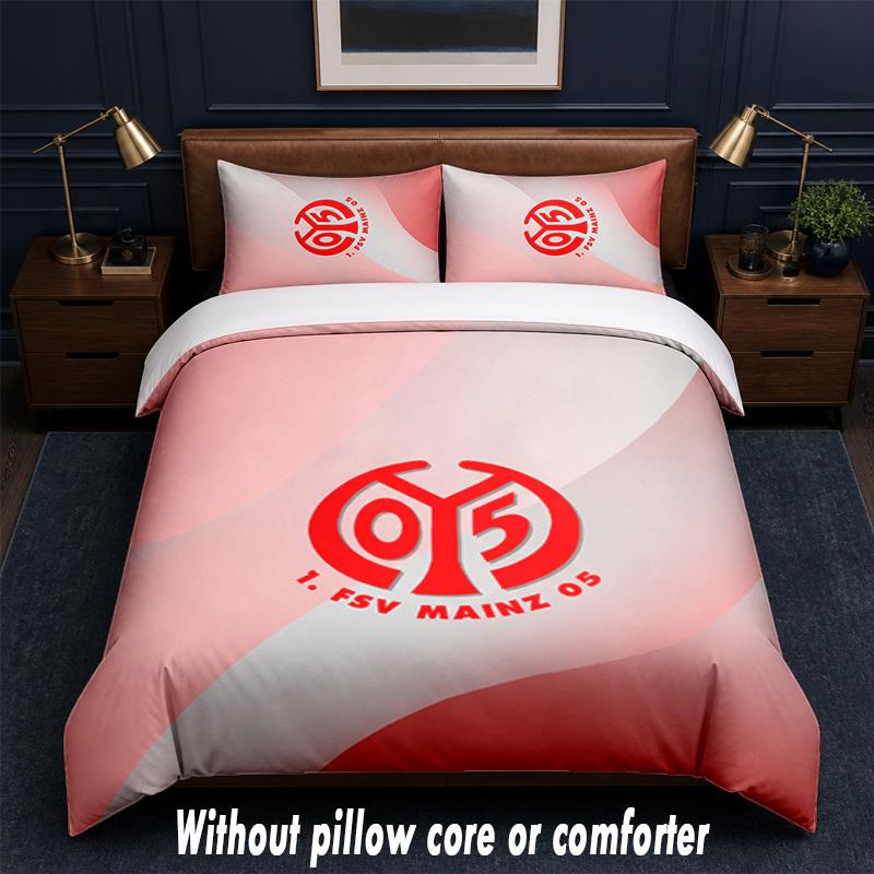Mainz FC Design Bed Bedding Set 1 Duvet Cover + 2 Pillowcases Soft Breathable Household Bed Linens