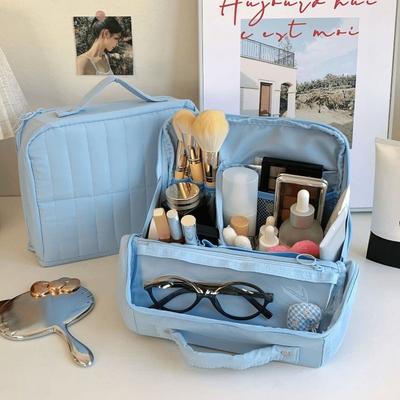 Tote Travel Cosmetic Bag Large Capacity Portable Women's Toiletry Bag Fashion Multifunctional Makeup Brush Storage Bag Case