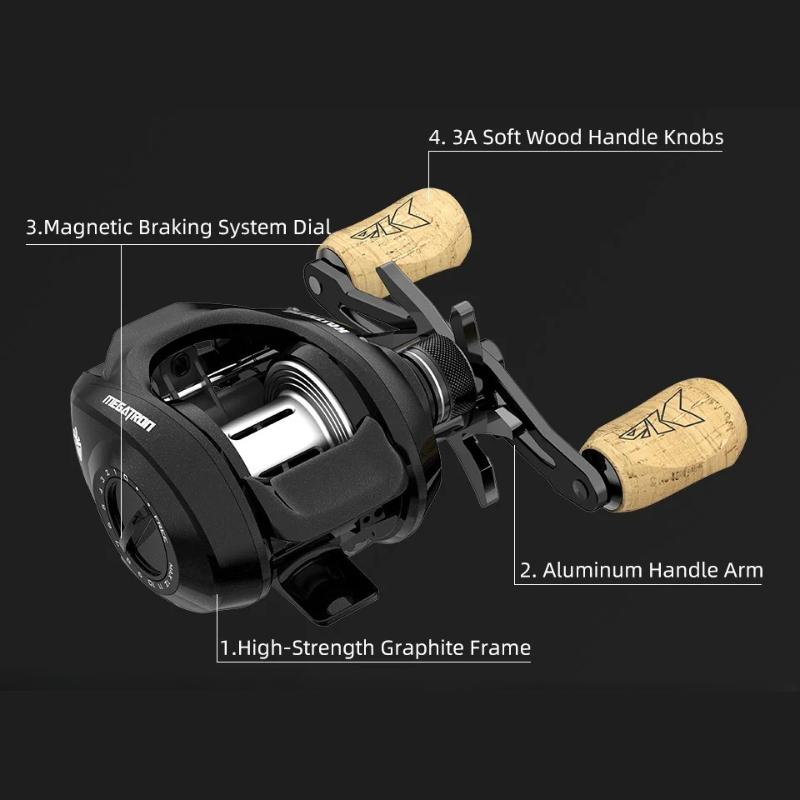 Portable Long Cast Baitcasting Reel 7.2:1 Gear Ratio Reel Freshwater Aluminum Spool 8 KG Drag Fishing Coil 7+1BB Aluminum Waterdrop Wheel Lure Reel