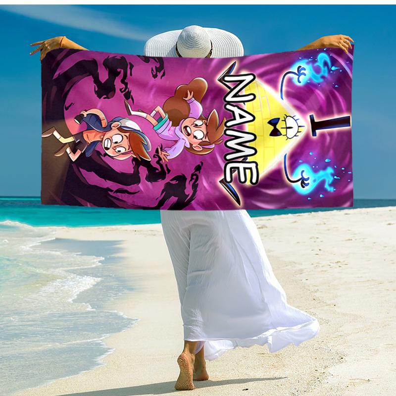 Personalized customized proof beach towel with Gravity Falls pattern - soft, absorbent,quick-drying,perfect swimming,camping&bathing
