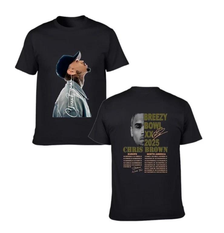 Chris Brown 2025 Concert Tour Merch Tee with Date & City for Women Men XL
