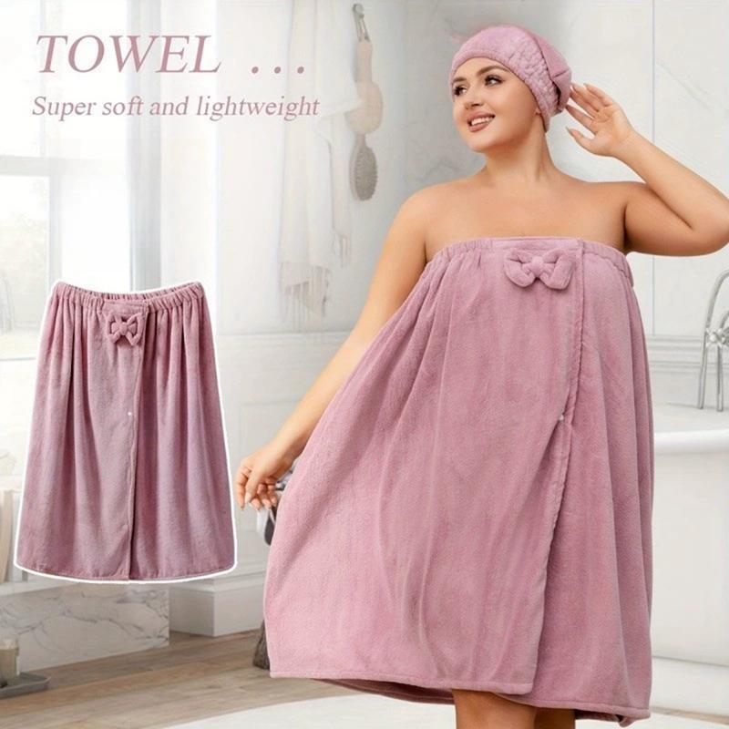 Women's Plus Size Absorbent Comfort Bathrobe and Shower Cap