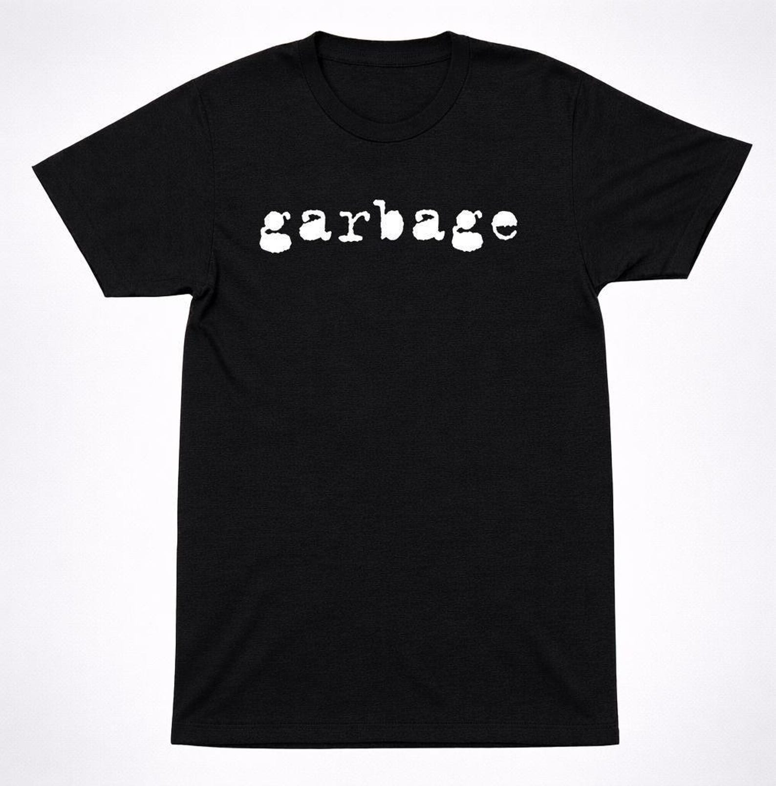 Garbage T-Shirt: 90s Alternative Rock Logo - Black Grunge Style S