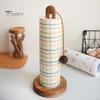 Kitchen Countertop Paper Towel Holder with Anti-Slip Weighted Wooden Base Easy To Install Standing Paper Towel Roll Stand