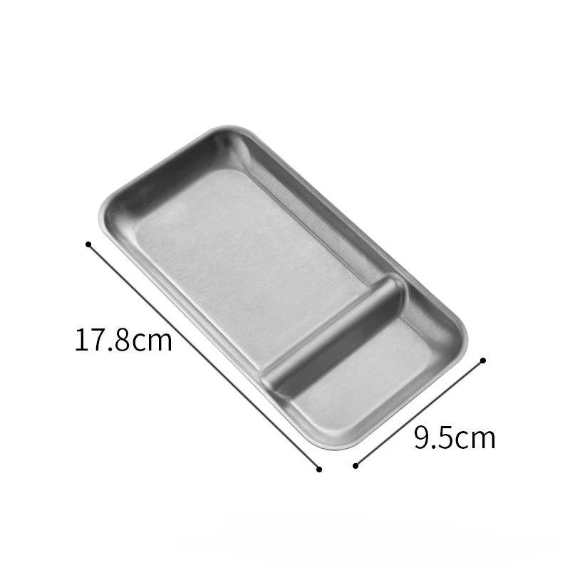 

Stainless Steel Compartmentalized Snack Plate Gold Fried Chicken Sauce Dessert Bread Tray Silver with Vinegar Dish Rice Plates