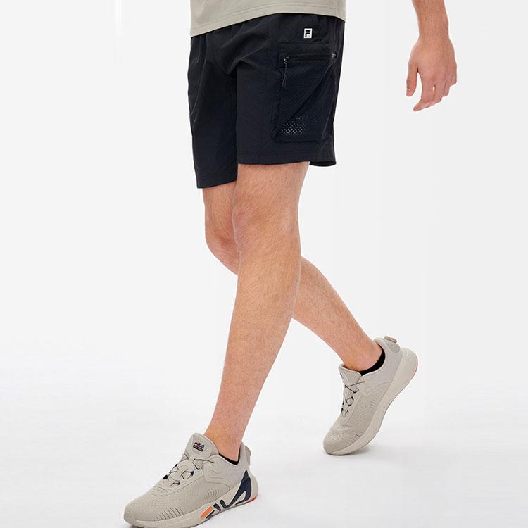 Fila Solid Color Outdoor Sports Cargo Shorts Men Shorts Black A11M221816F-BK