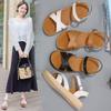 Leather Sandals Women's Summer New Summer Fashion Outer Wear Flat-bottomed Student Fairy Wind Soft-soled Beach Shoes