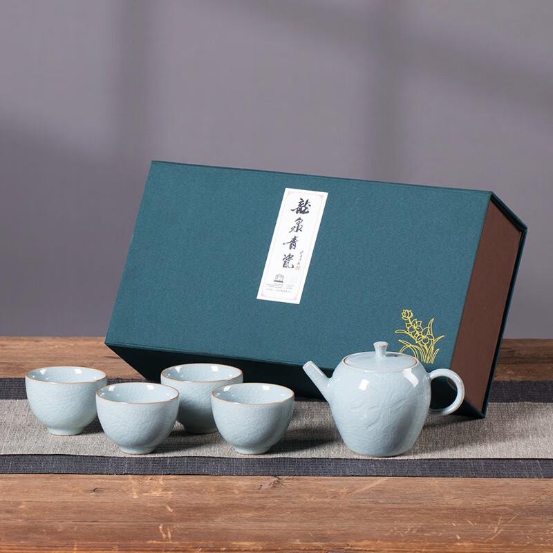 MOZHOU Longquan Celadon Tea Set (One Pot, Six Cups)