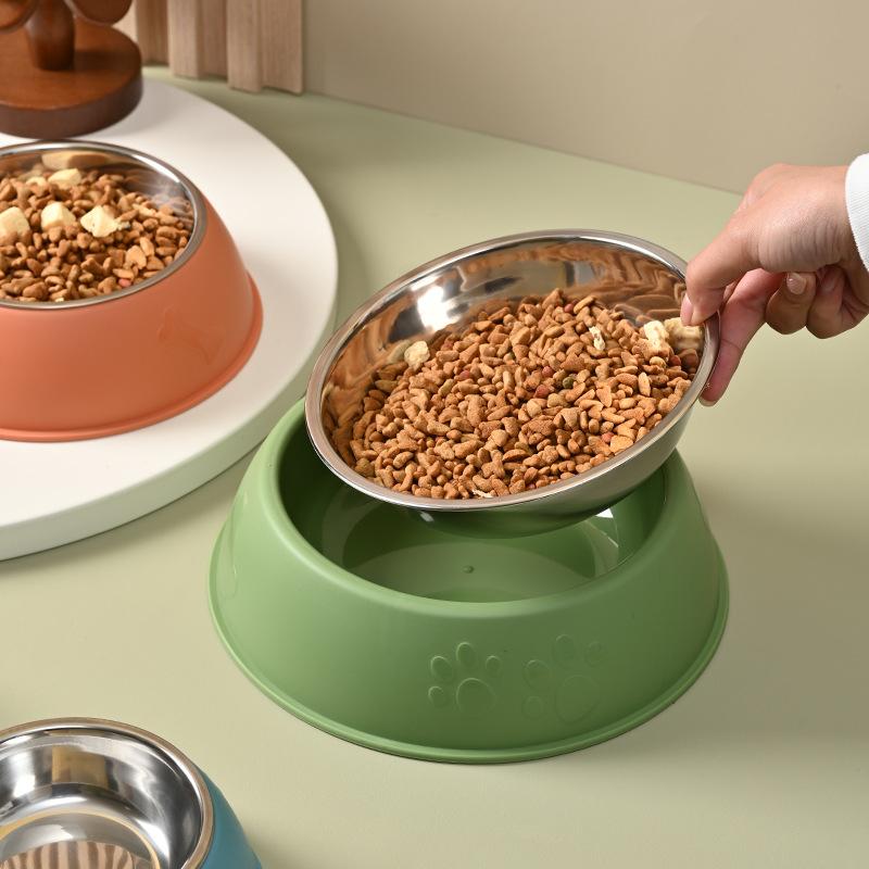 Cat Bowl Dog Bowl Pet Stainless Steel Single Bowl Anti-Slip Anti-Tip Pet Bowl Dog Food Tableware Pet Supplies
