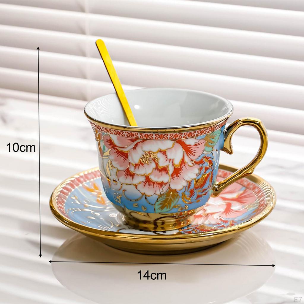 Ceramic Coffee Cup and Saucer Afternoon Tea Set 7oz Styling with Gold Edge Espresso for