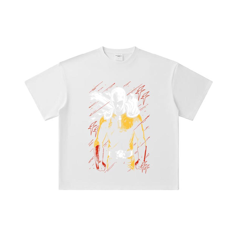 260 GSM Double Yarn 32 Count 100% Cotton One Punch Man V1 Saitama Print Unisex Heavy Cotton T Shirt