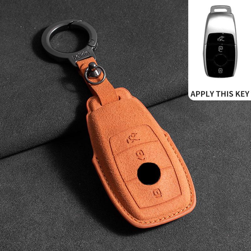 For Mercedes E Class W213 W205 E200 E260 E300 E320 AMG CLA 2018 2019 2020 Car Key Case Cover Auto Key Protected Shells Suede Fob