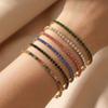Chic Thin Stainless Steel Chain Colorful Cubic Zirconia Bracelet Bangle Exquisite Trendy Jewelry Women 2026 New