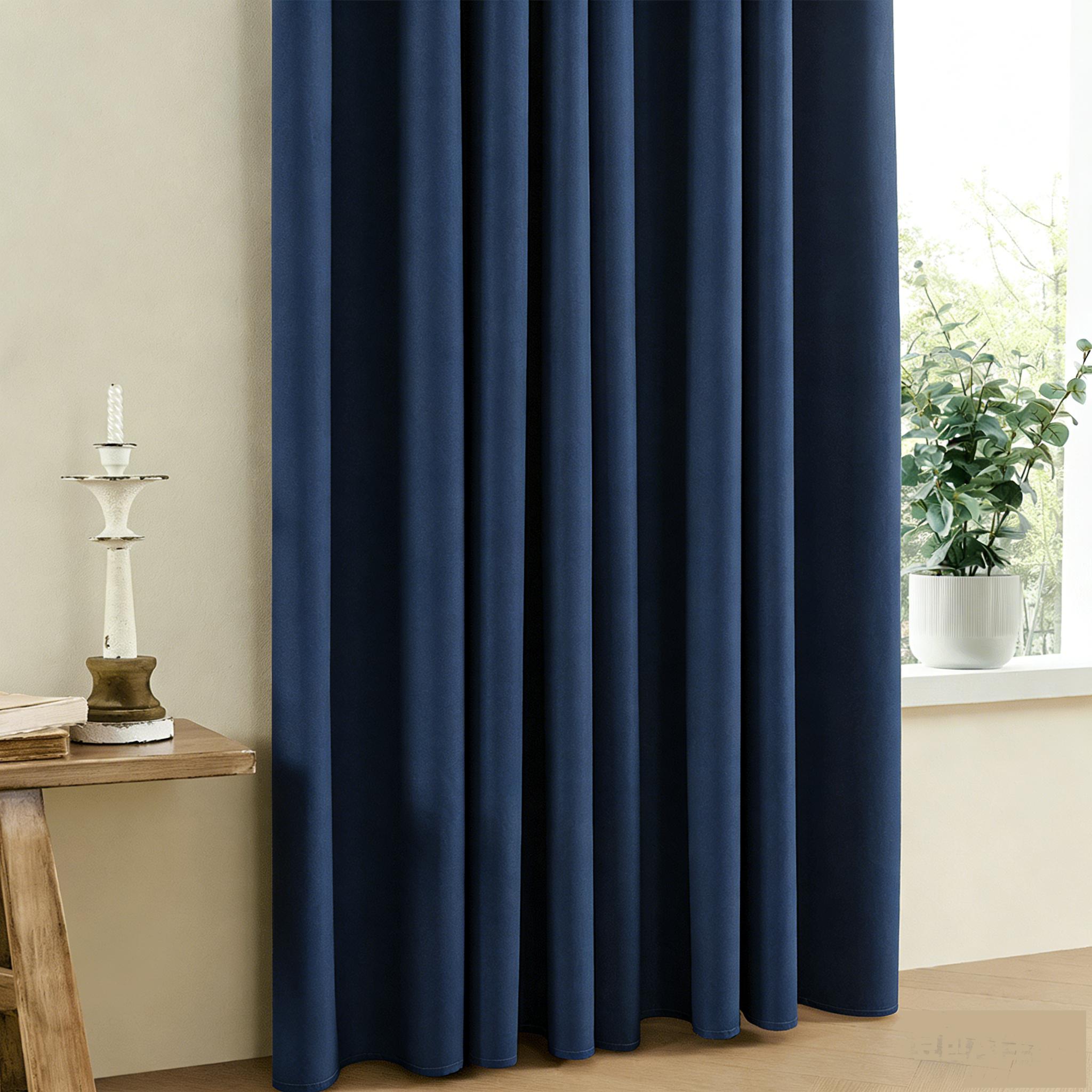 

1Pcs Modern Minimalist Blackout Curtain - Heat Insulation, All-Season Universal Drapes for Bedroom & Living Room (Rod Pocket) 130 x 100cm&Grommet Top темно-синього кольору