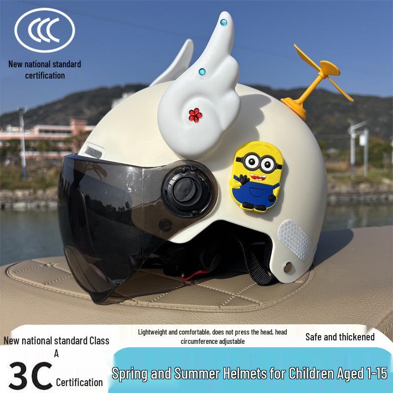 Unisex Cartoon Electric Scooter Safety Helmet for Kids (Ages 1-15) - 3C Certified, All-Season, Breathable, Sun Protection, Class A